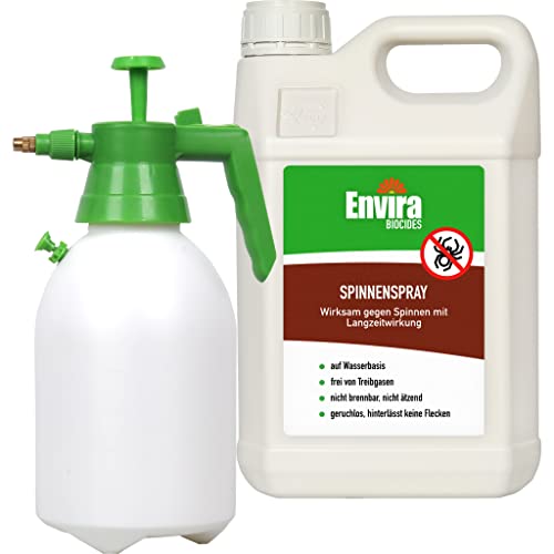 Envira Spinnen-Spray - Anti-Spinnen-Mittel Mit Langzeitwirkung - Geruchlos & Auf Wasserbasis - 5 Liter + 2L Drucksprüher von Envira