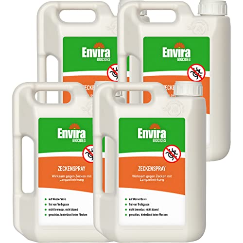 Envira Zecken-Spray - Anti-Zecken-Mittel Mit Langzeitwirkung - Geruchlos & Auf Wasserbasis - 4x 2 Liter von Envira