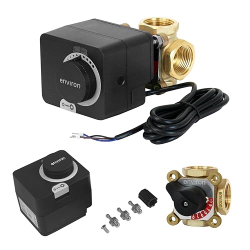 ENVIRON- 3 Wege Mischer mit Stellmotor 230V | 1" x 1" x 1" Heizungsmischer Mischventil Heizung Fußbodenheizung Mischermmotor Mischer von Environ