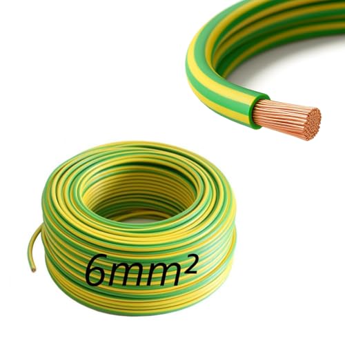 ENVIRON- Erdungskabel 6mm² [1-500m] H07V-K Einzelader Litze Leitung Einzelader flexibel Kabel Erdung (Grün-Gelb) (3 Meter) von Environ