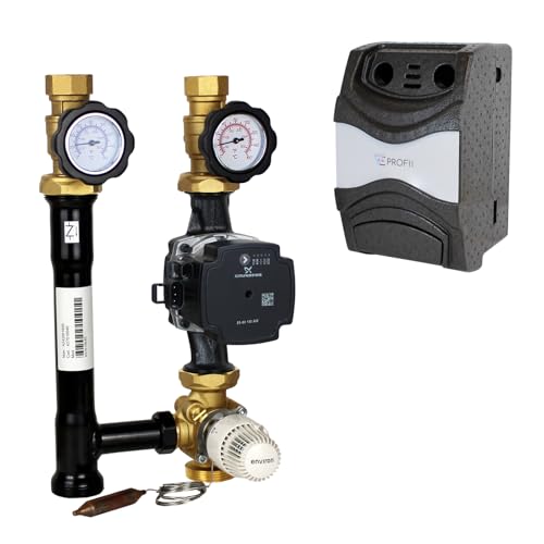 ENVIRON- Heizkreispumpengruppe EN002 DN25 mit Hocheffizienzpumpe, Drei-Wege-Mischer und Thermostatkopf 20-70°C | Made in Germany | Heizung Fußbodenheizung (Alpha 2.2 25/6) von Environ