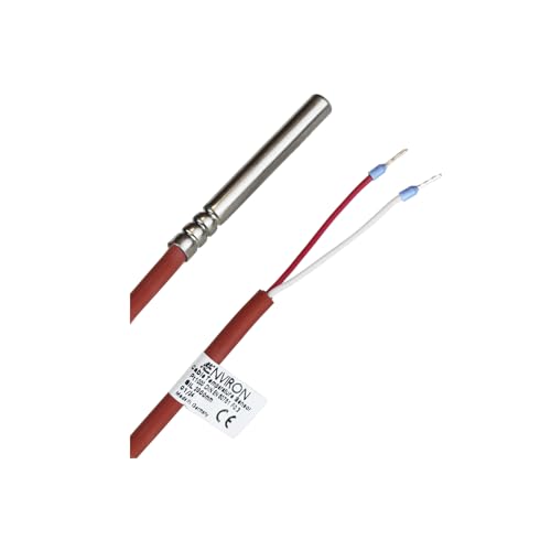 ENVIRON- PT1000 Temperaturfühler | Made in Germany | 2 Meter Silikon-Leitung bis 200°C | Temperatursensor Fühler Kabelfühler Solarfühler (5 Meter) von Environ