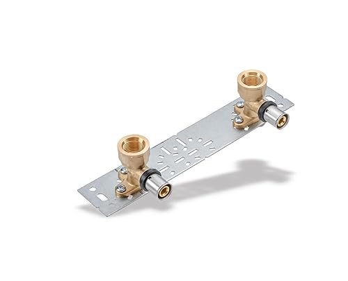 ENVIRON Pressfitting - Wandwinkel montiert auf Montageplatte (Stichmaß: 153mm) für Verbundrohr Made in Germany [16 x 2mm - 1/2"] | Fittingefür Mehrschichtverbundrohr Aluverbundrohr (16 x 2mm - 1/2") von Environ