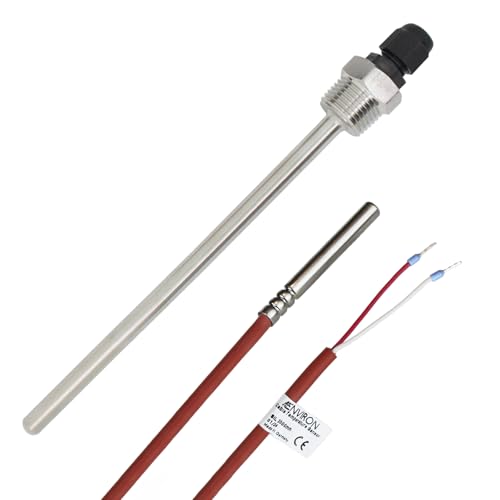 ENVIRON- Set Kabeltemperaturfühler mit Tauchhülse | [PT1000, PT500, PT100, NTC5K, NTC10K, NTC20K, NTC100K] Temperatursensor Fühler Kabelfühler Solarfühler (KTY81/110, 50mm Tauchhülse) von Environ