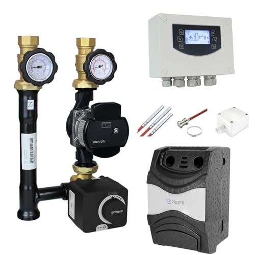 ENVIRON- Set Pumpengruppe + Witterungsgeführter Heizkreisregler Clima600 | Heizkreis mit Drei-Wege-Mischer und Stellmotor Mischer DN25 mit Umwälzpumpe (Pumpe Environ Ecostar 25/6 | 180mm) von Environ