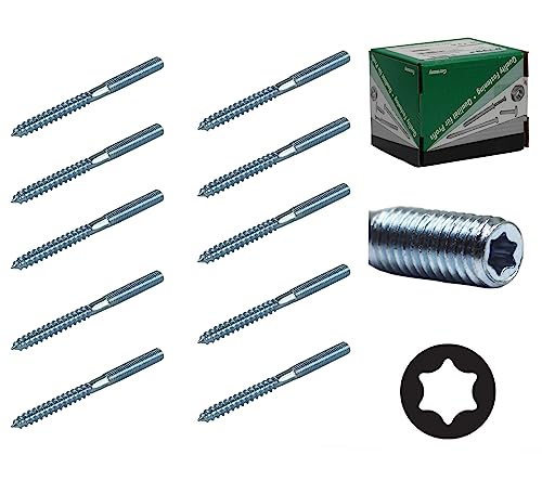 Stockschrauben Torx M8 [50, 60, 80, 100, 120mm] [Made in Germany] Schraubstifte Gewinde verzinkt Doppelgewinde für Rohrschellen Befestigung Montagematerial Schraube (100mm, 100stk) von Environ