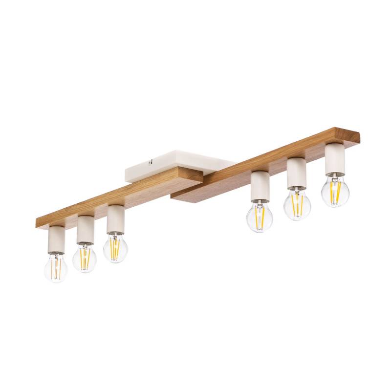B-Ware Envostar Deckenleuchte Laurent Deckenlampe Leuchte Lampe Holz/Weiß 6 Flammig E27 von Envostar