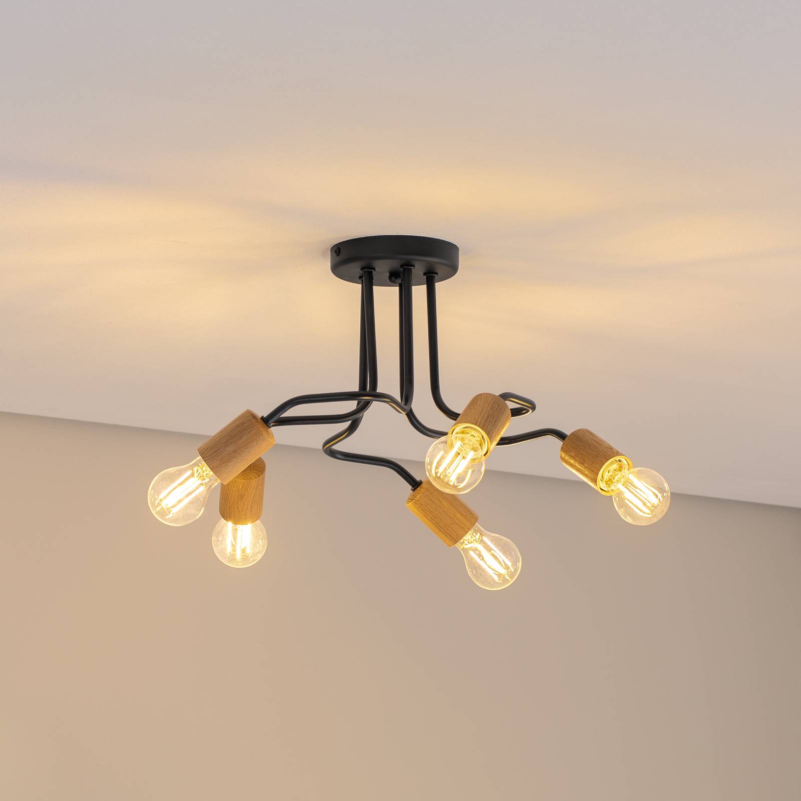 Envostar Joiy Decke 5-flg. verteilt schwarz/holz von Envostar