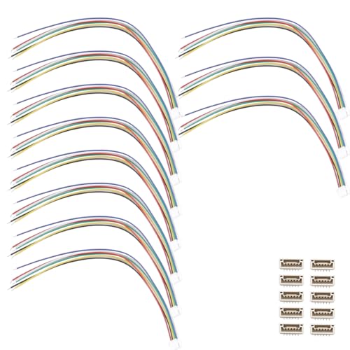 Enwye 10 Sätze JST GH 6-poliger Stecker, Buchsenleiste mit Kabel, Stecker, 1,25 mm Rastermaß, Niederfrequenz-Anschlusskabelbaum von Enwye