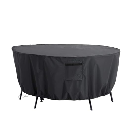 Abdeckung für Gartenmöbel Runde Outdoor-Tischabdeckung, wasserdicht, Oxford 420D, schwer, for Gartenmöbel, Stuhl-Set, Staubschutz, Korbgeflecht, Schutz, Terrasse, Regen, Schnee(Black,180x90cm) von EnxJire