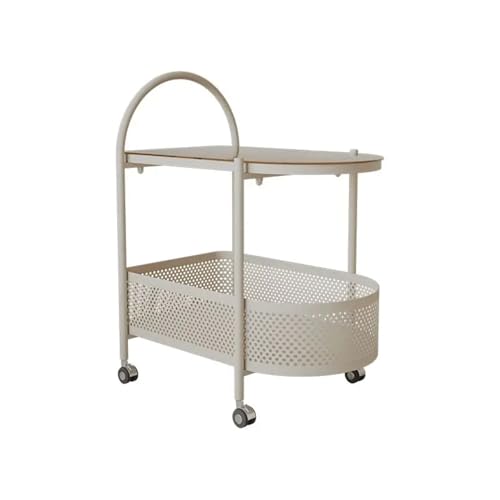 Beistelltisch Einfache Salon Auto Sofa Beistelltisch mehrere abnehmbare Räder Wohnzimmer Kleiner Couchtisch Glaswagen Lagerregal Möbel(White) von EnxJire