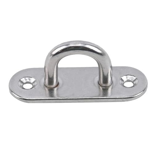 EnxJire Augplatte Edelstahl 2 Stück Haken Augenplatte Heavy Duty Stahl Edelstahl Pad Mount Wand U Boot Deckenaufhänger Ring Garage Hängematte(2pcs 304-M6) von EnxJire