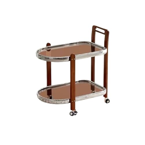EnxJire Beistelltisch Glas Sofa Beistelltisch Kleiner Trolley Mit Rädern Transparenter Eck Couchtisch Design Nachttisch(Tawny-A) von EnxJire