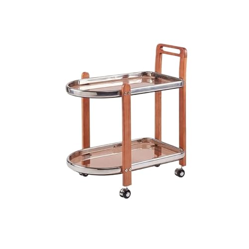 EnxJire Beistelltisch Glas Sofa Beistelltisch Kleiner Trolley Mit Rädern Transparenter Eck Couchtisch Design Nachttisch(Tawny-B) von EnxJire
