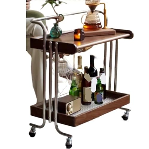 EnxJire Beistelltisch Mittelgroßer Trolley-Lagerregal Wohnzimmer Sofa Seite Couchtisch Schlafzimmer Nachttisch Snacks Mobile(Dark Brown) von EnxJire