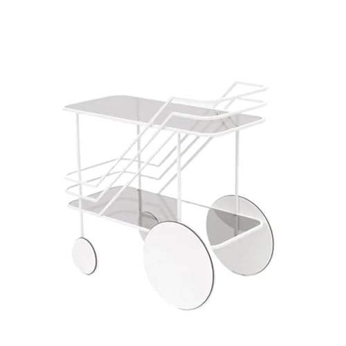 EnxJire Beistelltisch Mobiler Tee- und Wasser-Esswagen, handgeschobenes Lückenlagerregal, Haushaltsglaswagen, Rollwagen(White) von EnxJire