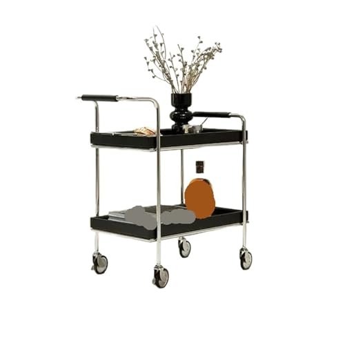 EnxJire Beistelltisch Retro-Trolley Massivholz Seite Wohnzimmer Sofa Abnehmbare Couchtisch Lagerregal Esszimmerwagen Nachttisch Massivholz Couchtische(Black) von EnxJire