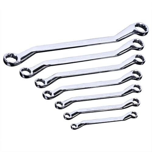 EnxJire Gekröpfter Verlängerungsschlüssel 1 Stück Ringschlüssel mit Doppelkopf, tief gekröpfter Ringschlüssel, for Garage und Werkstatt(10-12mm) von EnxJire
