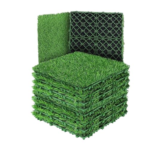 EnxJire Ineinandergreifende Rasenfliesen 10 Pcs 12 Inchx12 Zoll Realistische Künstliche Gras Rasen Fliesen Verriegelung von EnxJire