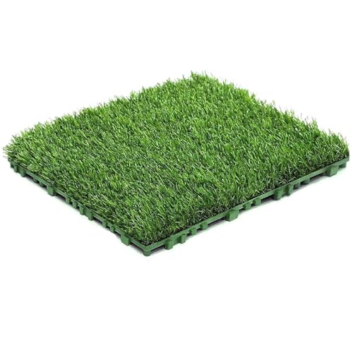 EnxJire Ineinandergreifende Rasenfliesen Künstliche Grasfliesen, ineinandergreifendes Rasendeck, Synthetisches Kunstgras, selbstentleerende Matte, Bodenbelag, Dekor(4 PCS) von EnxJire