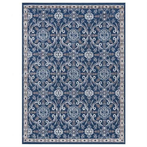 EnxJire Outdoor-Teppich Hausgarten-Teppich, Indoor-Outdoor-Teppich, geometrischer Flanell-Bodenteppich for den Innen- und Außenbereich(Blue,30X40cm) von EnxJire