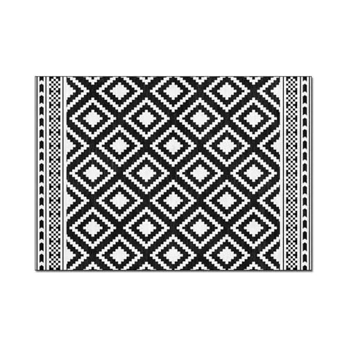 EnxJire Outdoor-Teppich Mode Modern Minimalist Schwarz und Weiß Geometrisches Gitter Quadrat Küche Wohnzimmer Schlafzimmer Nachttisch Teppich Bodenmatte WC(40x60cm) von EnxJire
