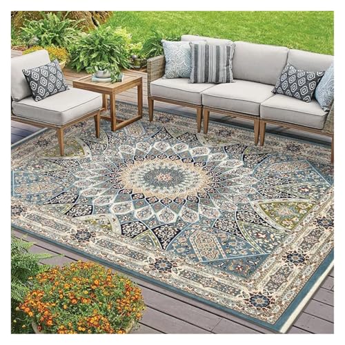 EnxJire Outdoor-Teppich Retro Teppich Große Fläche Outdoor Balkon Matte Ländlichen Wohnzimmer Teppiche for Schlafzimmer(Type 1,160x230cm) von EnxJire