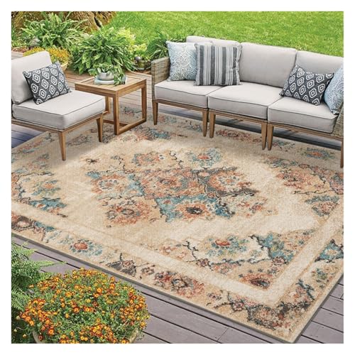 EnxJire Outdoor-Teppich Retro Teppich Große Fläche Outdoor Balkon Matte Ländlichen Wohnzimmer Teppiche for Schlafzimmer(Type 5,160x230cm) von EnxJire