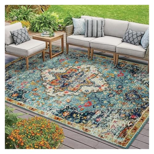 EnxJire Outdoor-Teppich Retro Teppich Große Fläche Outdoor Balkon Matte Ländlichen Wohnzimmer Teppiche for Schlafzimmer(Type 6,180x280cm) von EnxJire