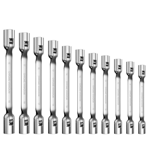 EnxJire Rohrsteckschlüsselsatz Doppelend-Dreh-Steckschlüssel-Werkzeug Aktivitätssteckschlüssel-Set Werkzeuge, metrischer Drehkopf Flexibler Steckschlüssel Stahlwerkzeug(11pcs) von EnxJire