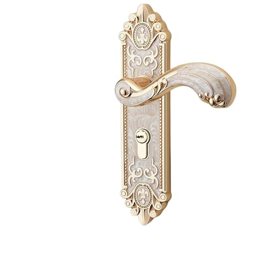 EnxJire Türgriffe Goldene Türschlösser mit Schlüsseln, Türgriff, weißes Sicherheits-Eingangstürschloss, stumm, Diebstahlschutz, Türbeschläge(White Amber) von EnxJire