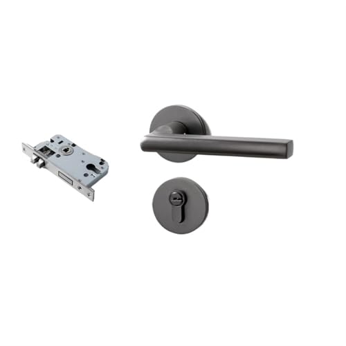 EnxJire Türgriffe Schlosskörper-Set mit geteiltem Griff, modernes Schlafzimmertürschloss aus Zinklegierung, geräuschloses Sicherheitstürschloss Schlüssel(A) von EnxJire