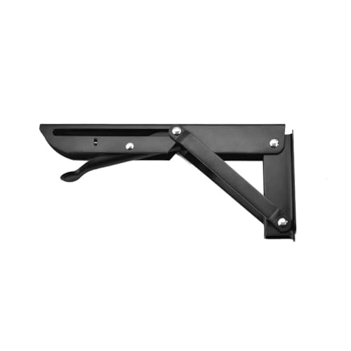 Klappkonsole Schwerlast 2 stücke Klapp Regal Halterung Zusammenklappbare Hardware for Tisch Arbeit RV Auto Platzsparend(Black 8inch) von EnxJire