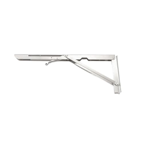 Klappkonsole Schwerlast 2 stücke Klapp Regal Halterung Zusammenklappbare Hardware for Tisch Arbeit RV Auto Platzsparend(Silver 18inch) von EnxJire