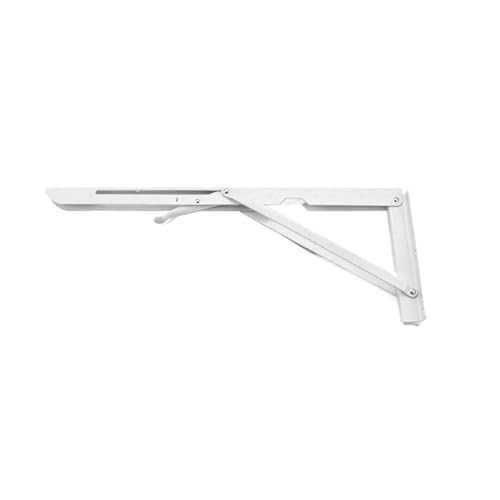 Klappkonsole Schwerlast 2 stücke Klapp Regal Halterung Zusammenklappbare Hardware for Tisch Arbeit RV Auto Platzsparend(White 18inch) von EnxJire