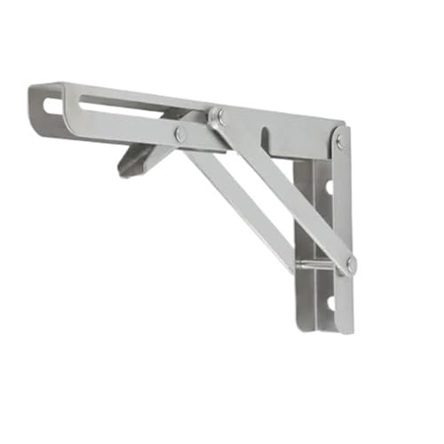 Klappkonsole Schwerlast 2 stücke Klapp Regal Klammern Zusammenklappbare Halterung for Tisch Arbeit Platzsparende DIY(Silver 10inch) von EnxJire