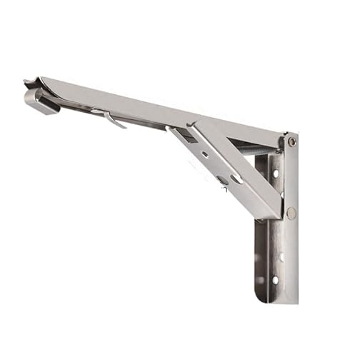 Klappkonsole Schwerlast 2 stücke Klapp Regal Klammern Zusammenklappbare Halterung for Tisch Arbeit Platzsparende DIY(Silver 10inch) von EnxJire
