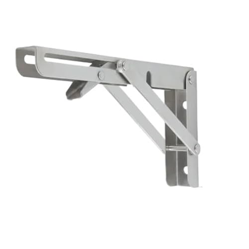Klappkonsole Schwerlast 2 stücke Klapp Regal Klammern Zusammenklappbare Halterung for Tisch Arbeit Platzsparende DIY(Silver 12inch) von EnxJire