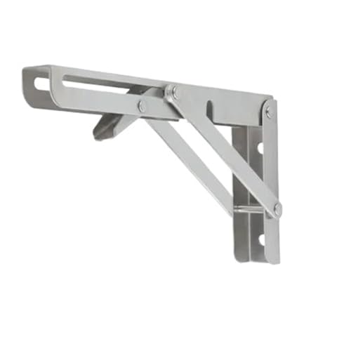 Klappkonsole Schwerlast 2 stücke Klapp Regal Klammern Zusammenklappbare Halterung for Tisch Arbeit Platzsparende DIY(Silver 8inch) von EnxJire
