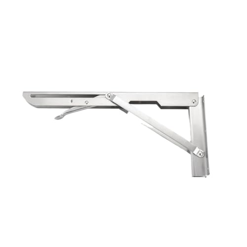 Klappkonsole Schwerlast 2PCS 8-20 zoll Klapp Winkel Halterung Dreieck Wand for Regal Bank Tisch(Silver 12 inch) von EnxJire
