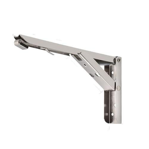 Klappkonsole Schwerlast 2PCS Klapp Dreieck Halterung Regal Unterstützung Einstellbare Halter Wand Montiert Bank Tisch(Silver 8inch) von EnxJire
