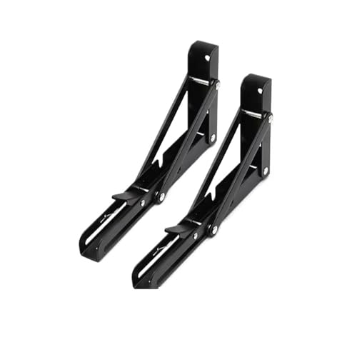 Klappkonsole Schwerlast 2Pcs Dreieck Klapp Winkel Halterung Schwere Unterstützung Einstellbare Wand Montiert Tisch Regal Möbel Hardware(Black 2pcs 20inch) von EnxJire