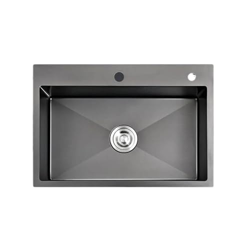 Küchenspüle aus Edelstahl Schwarzes Küchenspülbecken über der Theke oder unter dem Gemüsewaschbecken, Küchenspüle aus schwarzem Edelstahl, nahtlos geschweißt(C set) von EnxJire
