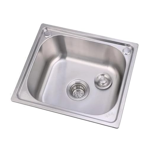 Küchenspüle aus Edelstahl Silbriges 304-Edelstahl-Küchenspülbecken, mehrere Größen, Unterbauwaschbecken, Einzeltank, Waschgemüse, verdicktes Beckenset(42X38 A) von EnxJire
