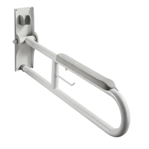 Toilette Haltegriff Ältere Behinderte Toilettenhandlauf, faltbarer Toilettengeländerhalter, weicher Kissengriff, hohe Tragfähigkeit, Anti-Kipp-Stützarmlehne(70cm-Grey) von EnxJire