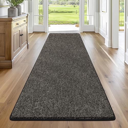 Enyhom 80x200cm Teppich Läufer Waschbarer Läufer Flur rutschfest Waschmaschine Flurteppich Küchenläufer für Eingangsbereich Schlafzimmer Korridor Schwarz&Grau von Enyhom