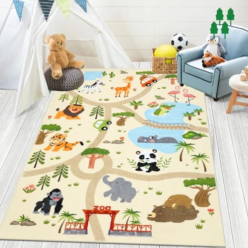 Enyhom Dicker Spielteppich Kinderteppich Ultraweiche rutschfest Spielmatte Waschbar Zoo Tiere Kinderteppich für Mädchen Jungen,Straßenteppich, 100 x 150 cm Enyhom Dicker Spielteppich Kinderteppich Ultraweiche rutschfest Spielmatte Waschbar Zoo Tiere Kinderteppich für Mädchen Jungen,Straßenteppich, 100 x 150 cm von Enyhom
