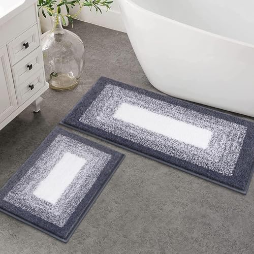 Enyhom Mikrofaser Badteppich Set 2 Teilig Dunkelgrau rutschfeste Saugfähig Weiche Badematte Toilettenmatte Maschinenwaschbar Badezimmerteppich Badvorleger Sets wc Teppich,45 x 65 cm + 45 x 120 cm Enyhom Mikrofaser Badteppich Set 2 Teilig Dunkelgrau rutschfeste Saugfähig Weiche Badematte Toilettenmatte Maschinenwaschbar Badezimmerteppich Badvorleger Sets wc Teppich,45 x 65 cm + 45 x 120 cm von Enyhom