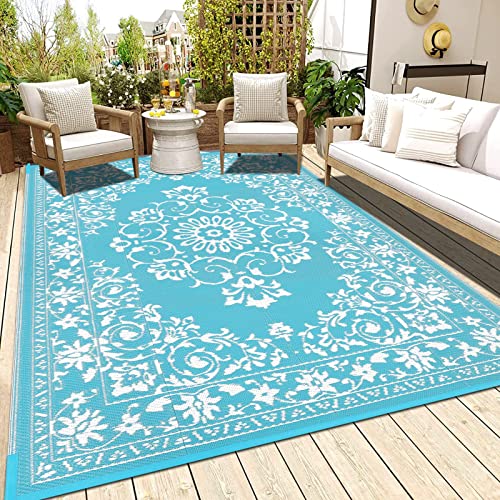 Enyhom Outdoor Teppich 180 x 270 cm Wetterfest Kunststoff Groß RV Camping Außenteppich Wendbarer Picknickdecke Balkon Garten Teppich Terrassenteppich für Strand, Wintergarten, Wohnzimmer,RV Camping von Enyhom