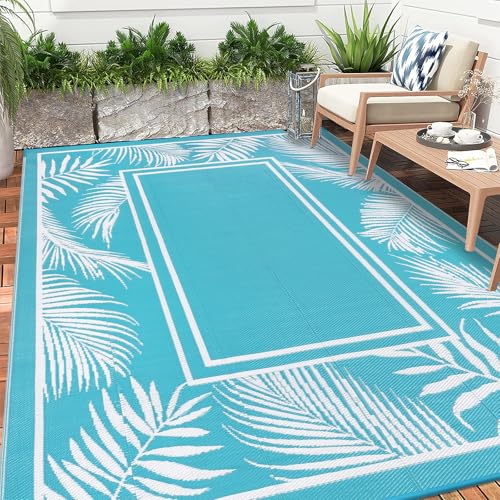 Enyhom Outdoor Teppich Wetterfest, 240x300cm Wendbarer Balkon Camping Leichtgewicht Picknickdecke Kunststoff Terrasse Matte UV-beständige Wasserdichter großer Teppich Garten RV für Strand von Enyhom